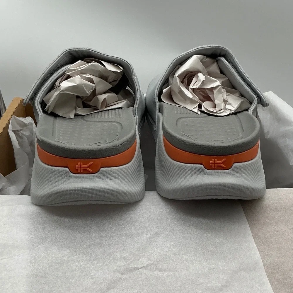 KURU Moment Mens Slides Dove Gray Orange Sherbet Orthopedic Sandals Size 10 NEW